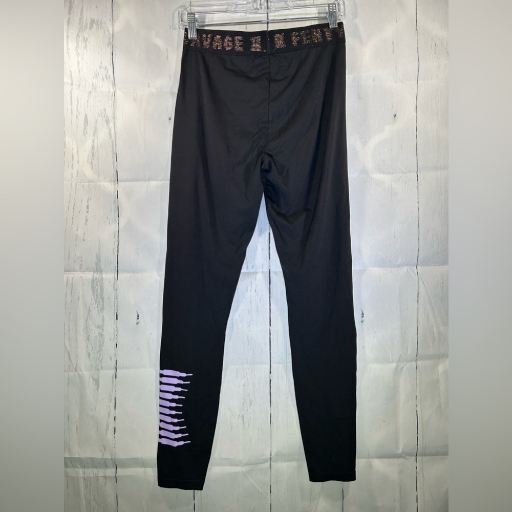 Savage x Fenty High Rise Womens Black Forever Savage Jersey Leggings Logo Sz M - Picture 6 of 12